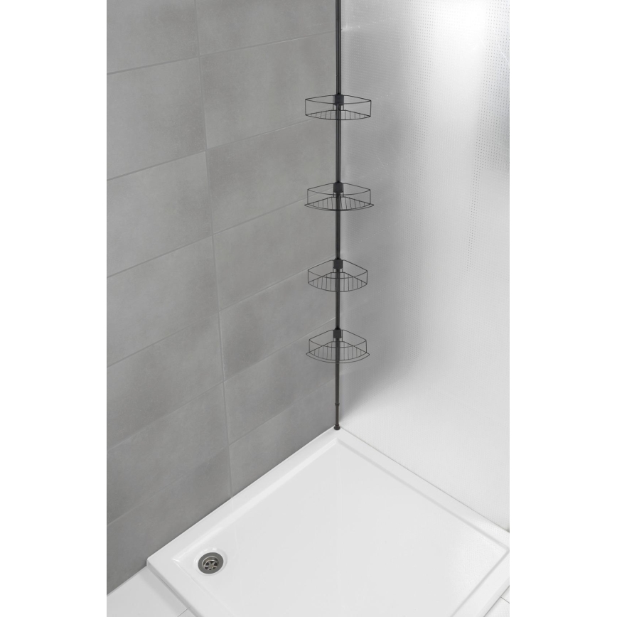 WENKO 24568100-Eckregal DOLCEDO 31x230 cm Edelstahl/schwarz