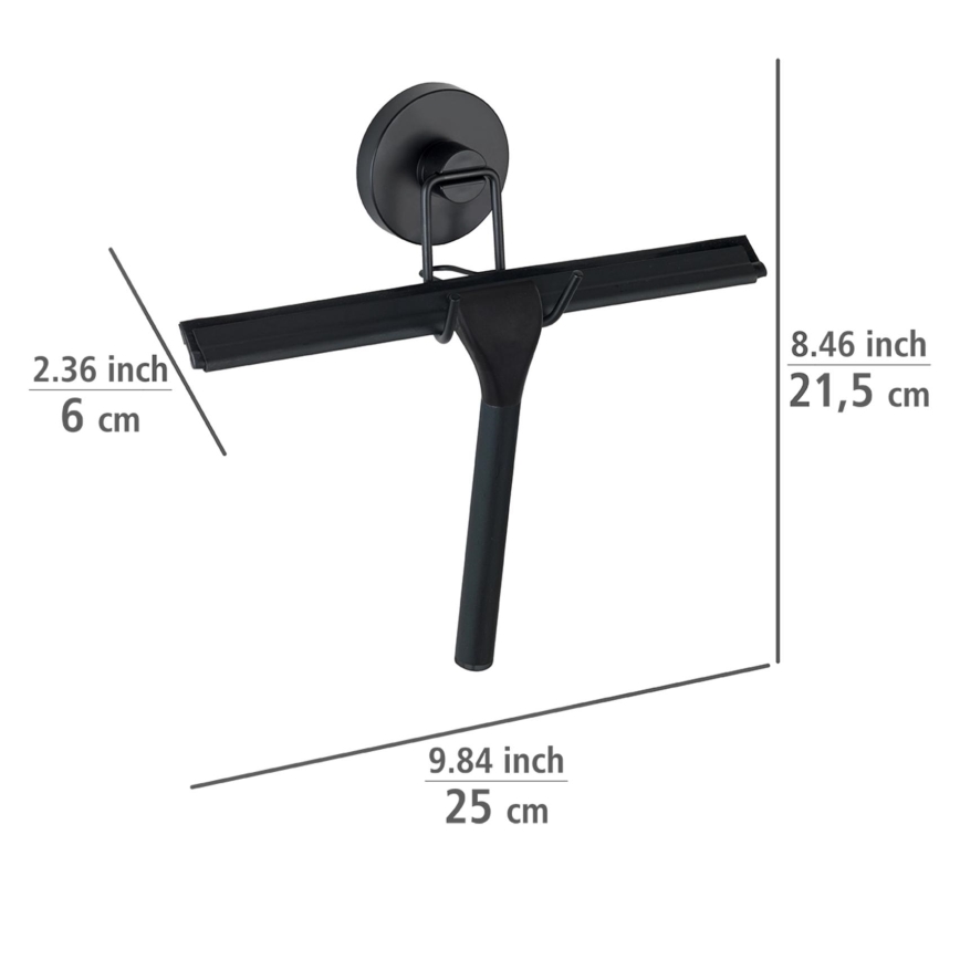 WENKO 24731100-Duschabzieher VACUUM-LOC RUND SCHW 24,5x25 cm schwarz