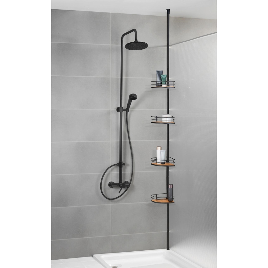 WENKO 24756100-Eckablage DOLCEDO 31x20 cm Edelstahl/schwarz/braun