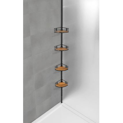 WENKO 24756100-Eckablage DOLCEDO 31x20 cm Edelstahl/schwarz/braun