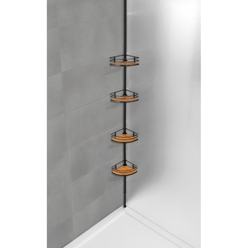 WENKO 24756100-Eckablage DOLCEDO 31x20 cm Edelstahl/schwarz/braun