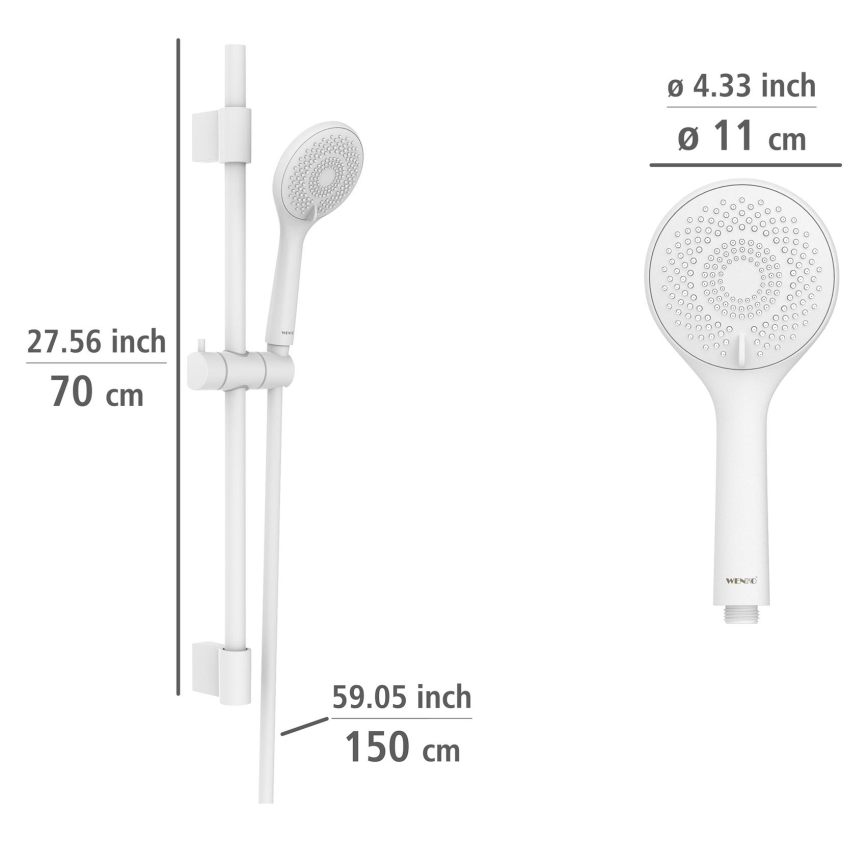 WENKO 24916100 - Duschset WATERSAVING SYSTEM 70 cm, weiß