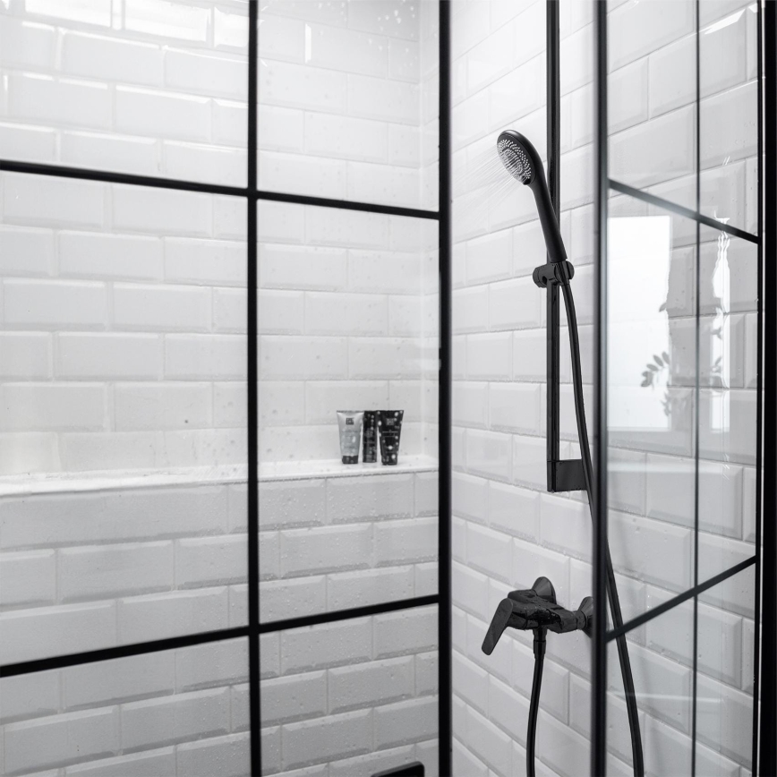 WENKO 24924100 - Duschkopf WATERSAVING SYSTEM 11x11 cm schwarz