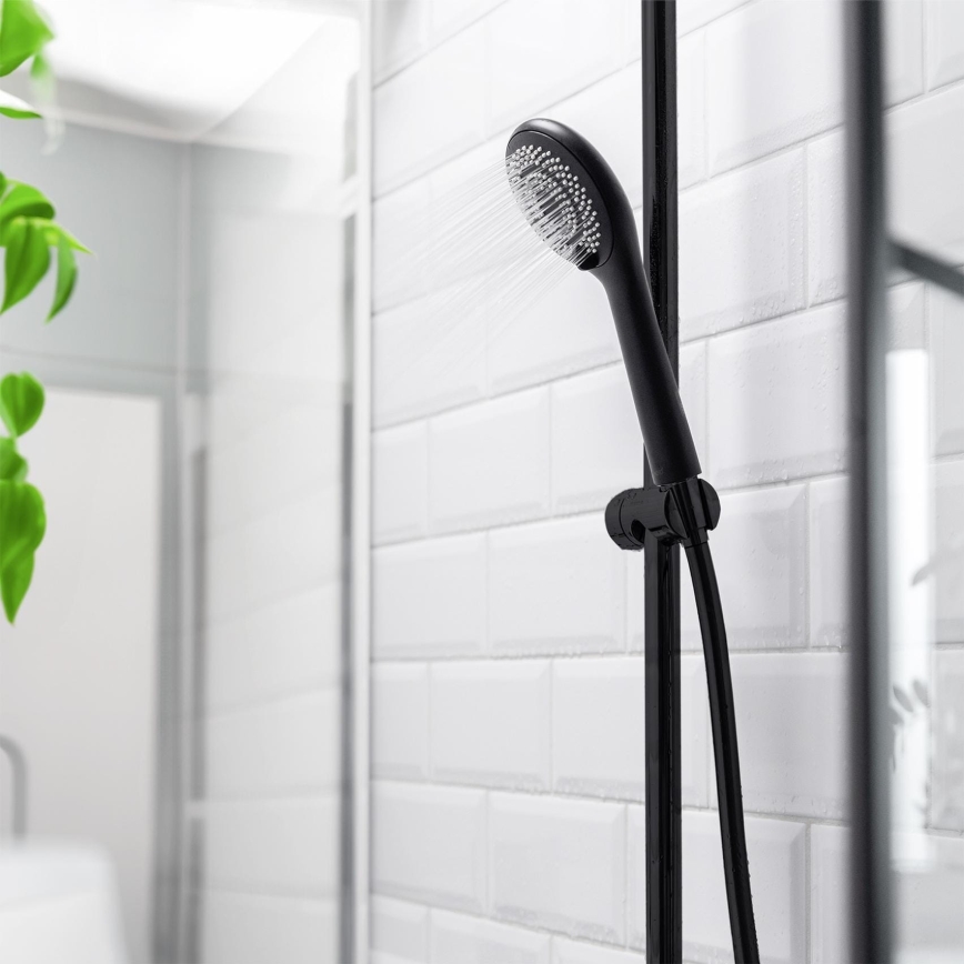 WENKO 24924100 - Duschkopf WATERSAVING SYSTEM 11x11 cm schwarz