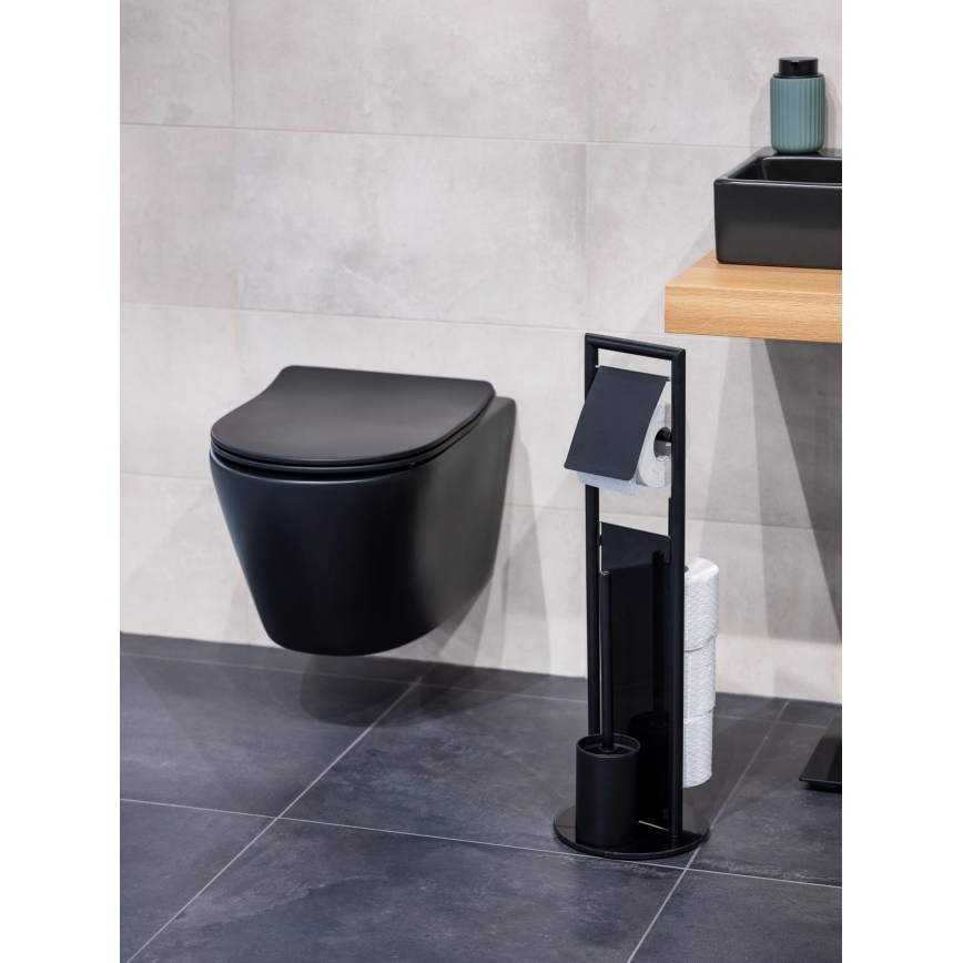 WENKO 24982800 - WC-Set RAVINA 20x70 cm Edelstahl/schwarz