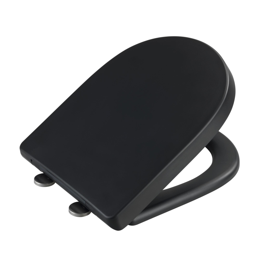 WENKO 24989100 - WC-Sitz EXKLUSIV 36,5 x 45 cm schwarz/silber
