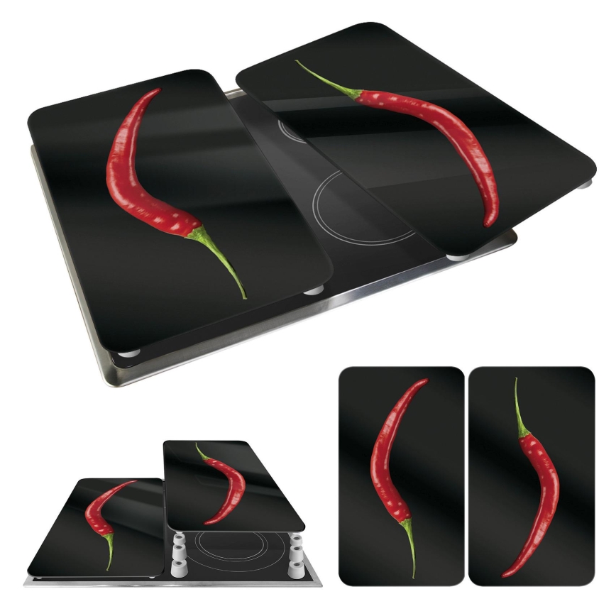 WENKO 2521380100 - Kochfeldabdeckung 30x52 cm mehrfarbig/grau/transparent