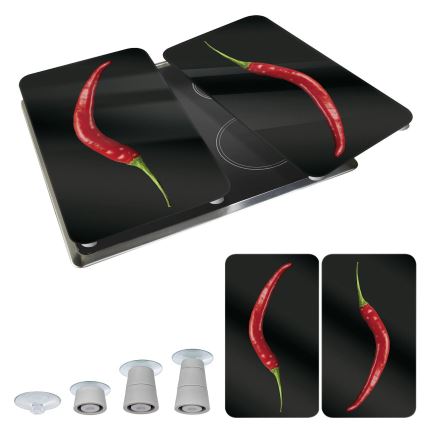 WENKO 2521380100 - Kochfeldabdeckung 30x52 cm mehrfarbig/grau/transparent