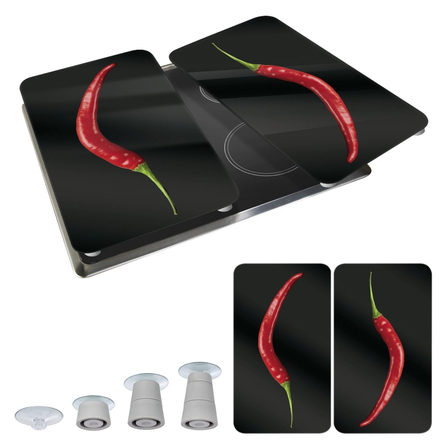 WENKO 2521380100 - Kochfeldabdeckung 30x52 cm mehrfarbig/grau/transparent