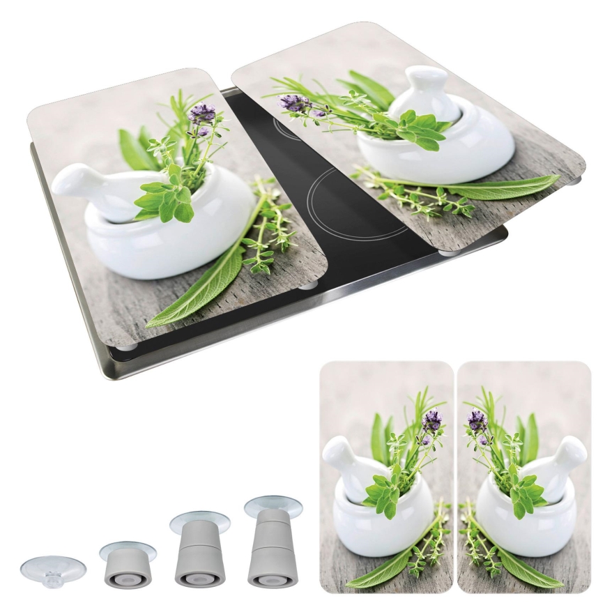 WENKO 2521420100 - Kochfeldabdeckung 52x30 cm mehrfarbig/grau/transparent