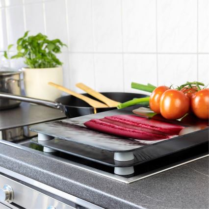 WENKO 2521496100 - Kochfeldabdeckung 52x30 cm, mehrfarbig/grau/transparent