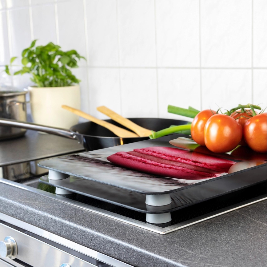WENKO 2521496100 - Kochfeldabdeckung 52x30 cm, mehrfarbig/grau/transparent
