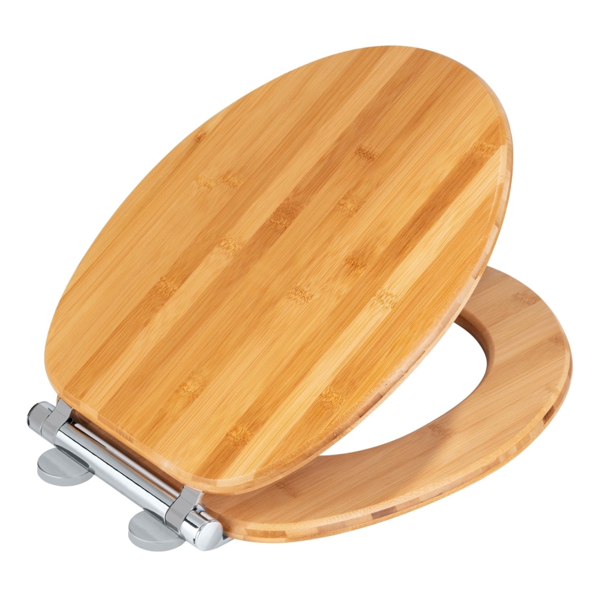 WENKO 25224100 - WC-Sitz BAMBOUSA 34,5x40,5 cm braun/silber