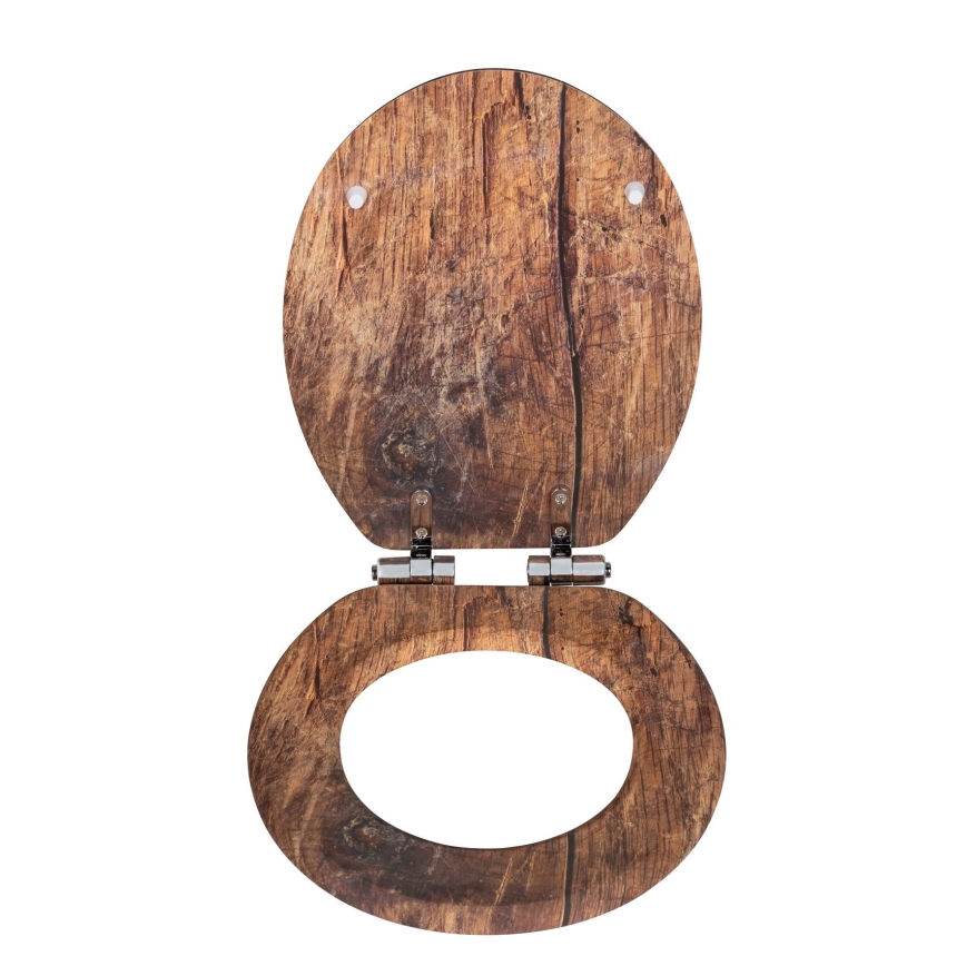 WENKO 25226100-WC WC-Sitz RUSTIC 35,5x42,5 cm braun/silber