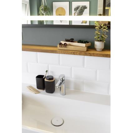 WENKO 25297100 - Zahnbürstenbecher ROTELLO 8,5x11 cm schwarz/braun