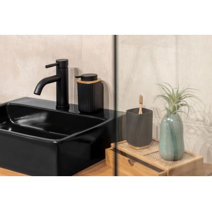 WENKO 25298100 - Seifenspender ROTELLO 8,9 x 12,7 cm schwarz/braun