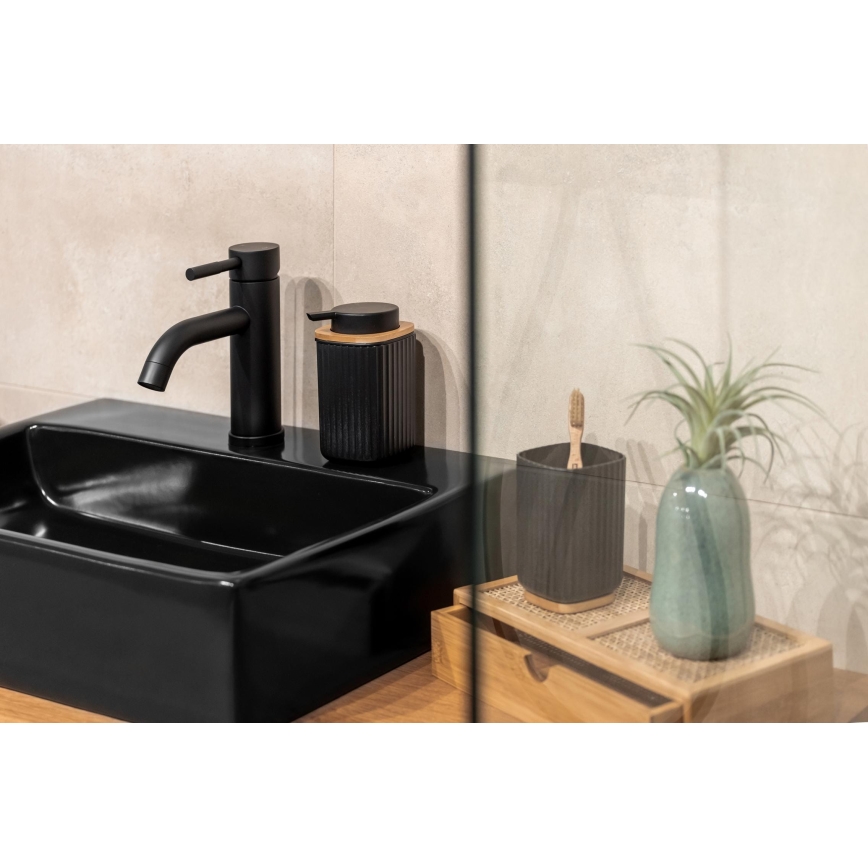 WENKO 25298100 - Seifenspender ROTELLO 8,9 x 12,7 cm schwarz/braun