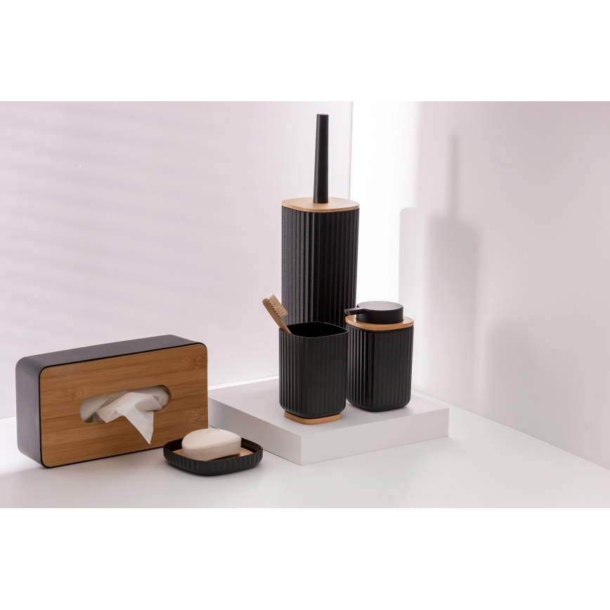 WENKO 25304100 - WC-Set ROTELLO 10x36 cm schwarz/braun