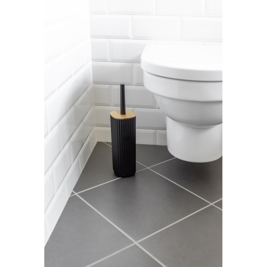 WENKO 25304100 - WC-Set ROTELLO 10x36 cm schwarz/braun
