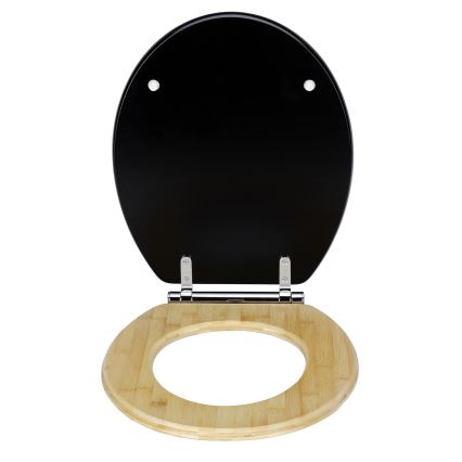 WENKO 25772100 - WC-Sitz BAMBUZA 37x44 cm schwarz/braun/hochglanzchrom