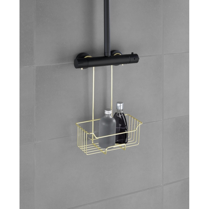 WENKO 25937100 - Duschkorb MILO 25x36 cm Edelstahl/goldfarben/transparent
