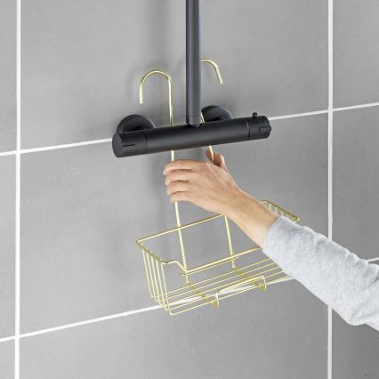 WENKO 25937100 - Duschkorb MILO 25x36 cm Edelstahl/goldfarben/transparent