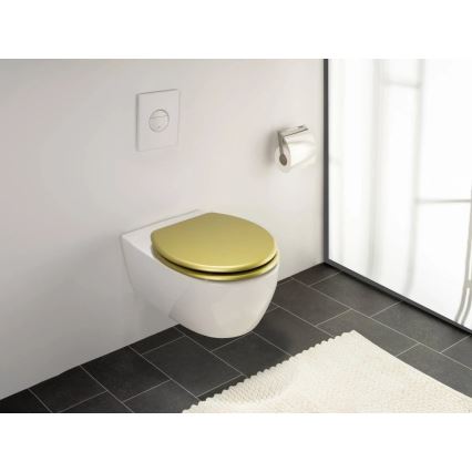 WENKO 26010100 - WC-Sitz ALDENO 37x41 cm gold/silber
