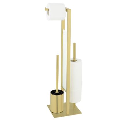 WENKO 26034100 - WC-Set RIVALTA 18x70 cm Edelstahl/Gold/Weiß/Schwarz