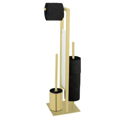 WENKO 26034100 - WC-Set RIVALTA 18x70 cm Edelstahl/Gold/Weiß/Schwarz