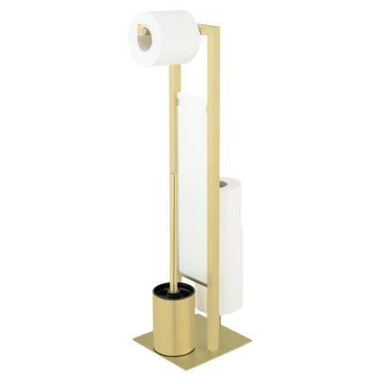WENKO 26034100 - WC-Set RIVALTA 18x70 cm Edelstahl/Gold/Weiß/Schwarz