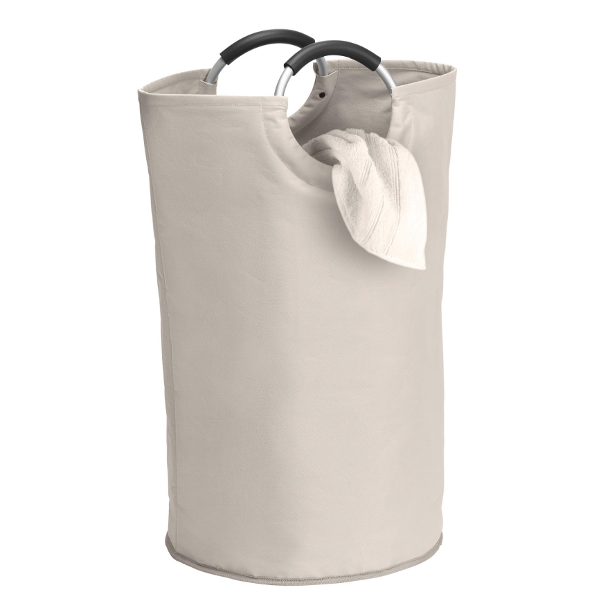 WENKO 3440001100 - Wäschekorb STONE 38x72 cm Beige/Silber/Schwarz