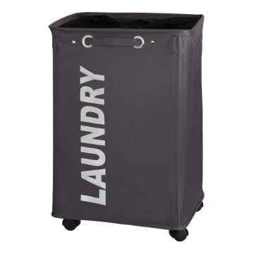 WENKO 3450112100 - Wäschekorb QUADRO 40x60 cm grau/schwarz
