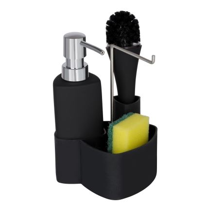 WENKO 3620127800 - Waschset EMPIRE 11x19 cm schwarz/silber