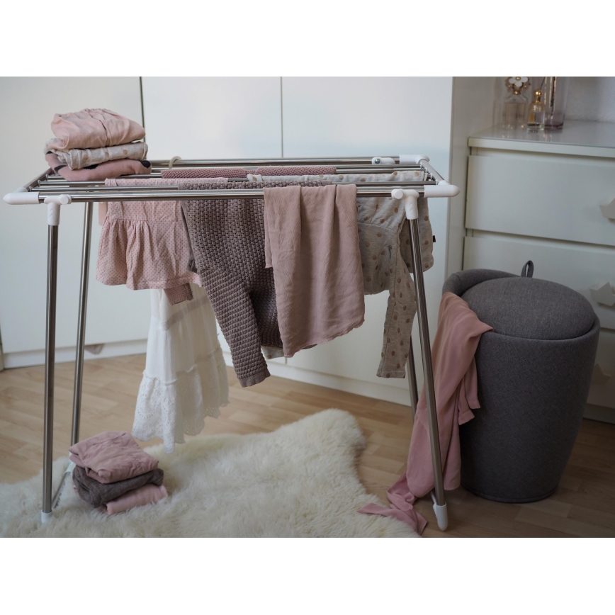 WENKO 3774020100 - Wäscheständer PROFI SINGLE 87x79 cm Edelstahl/silber/weiß