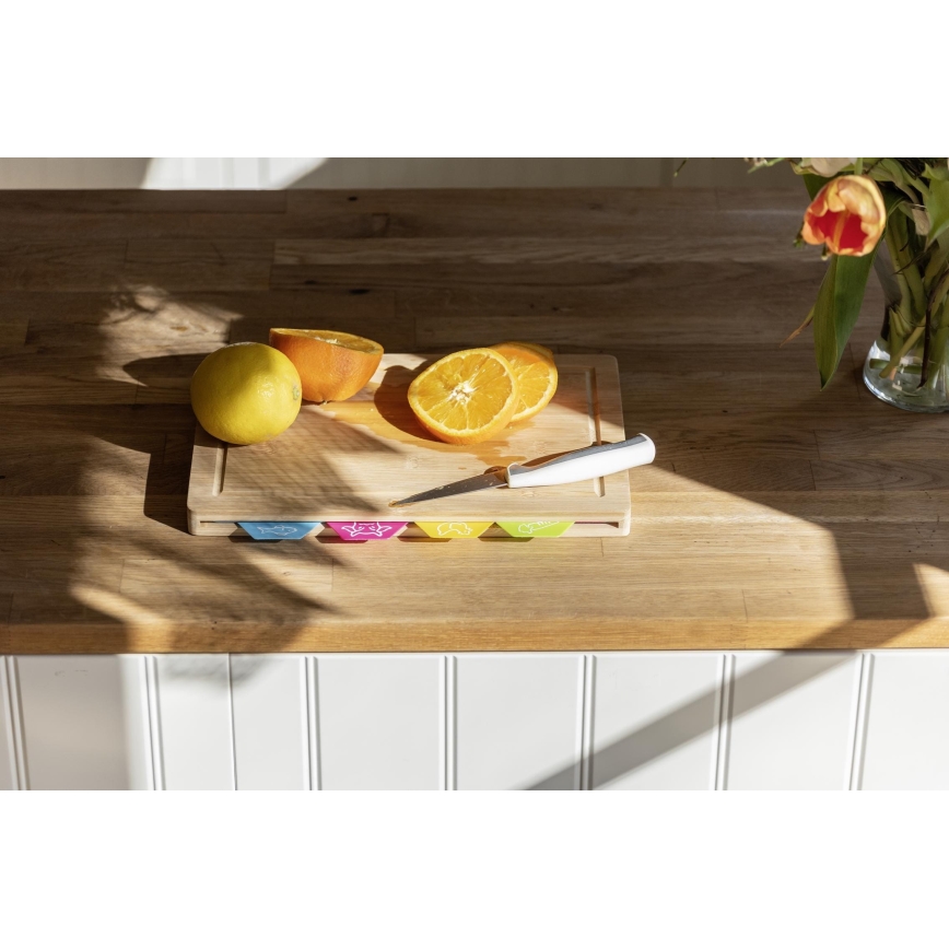 WENKO 53064100 - Schneidebrett 32,5x22,5 cm braun/mehrfarbig