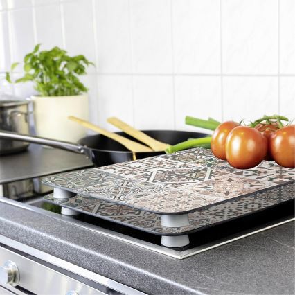 WENKO 53904100 - Kochfeldabdeckung 30x52 cm mehrfarbig/grau/transparent