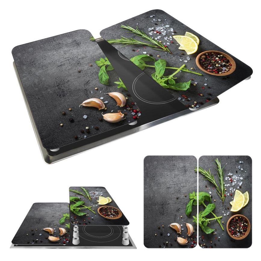 WENKO 53907100 - Kochfeldabdeckung 30x52 cm mehrfarbig/grau/transparent