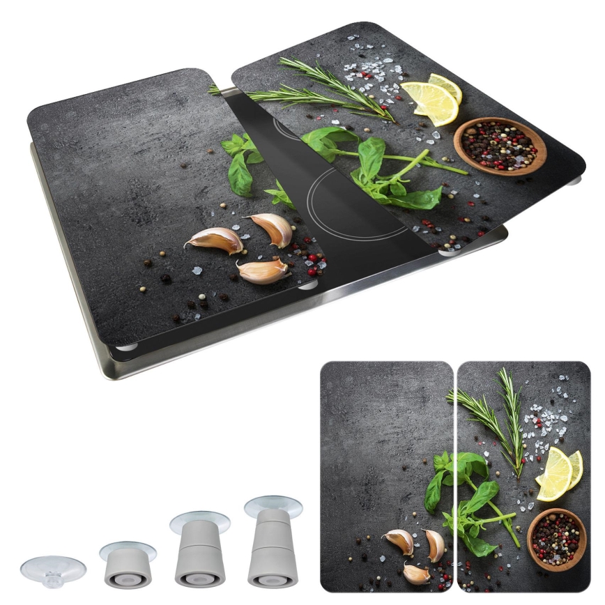 WENKO 53907100 - Kochfeldabdeckung 30x52 cm mehrfarbig/grau/transparent