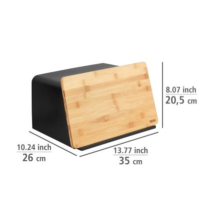 WENKO 54098100 - Brotkasten KUBO 35 x 26,5 cm schwarz/braun