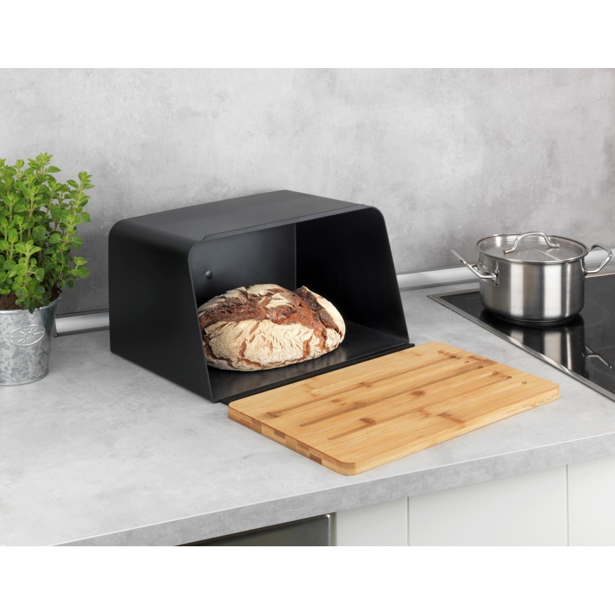 WENKO 54098100 - Brotkasten KUBO 35 x 26,5 cm schwarz/braun