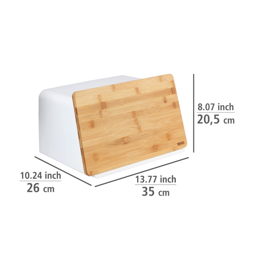 WENKO 54099100 - Brotkasten KUBO 35x26,5 cm weiß/braun