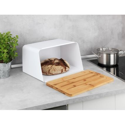 WENKO 54099100 - Brotkasten KUBO 35x26,5 cm weiß/braun