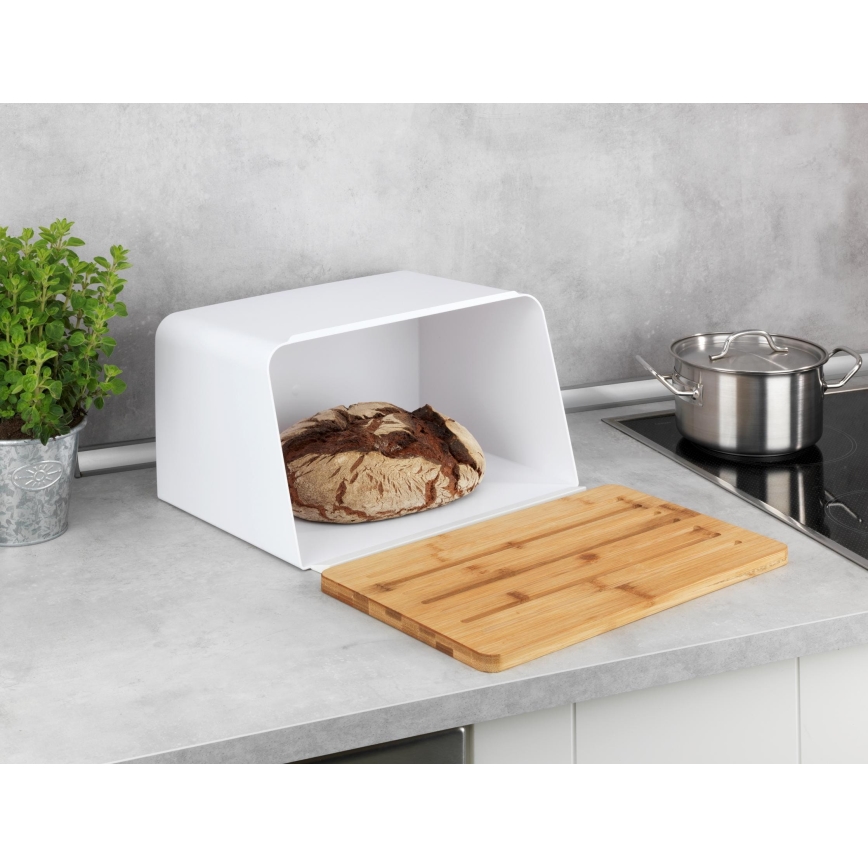 WENKO 54099100 - Brotkasten KUBO 35x26,5 cm weiß/braun