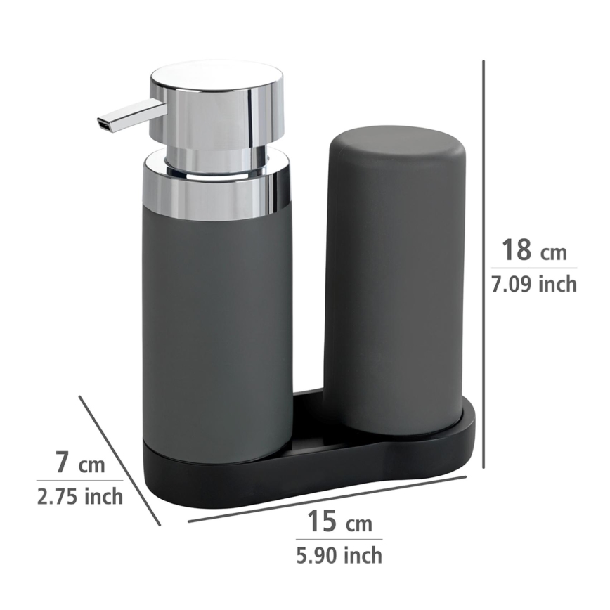 WENKO 54735100 - Waschstation EASY SQUEEZ-E 15x18 cm grau/grau