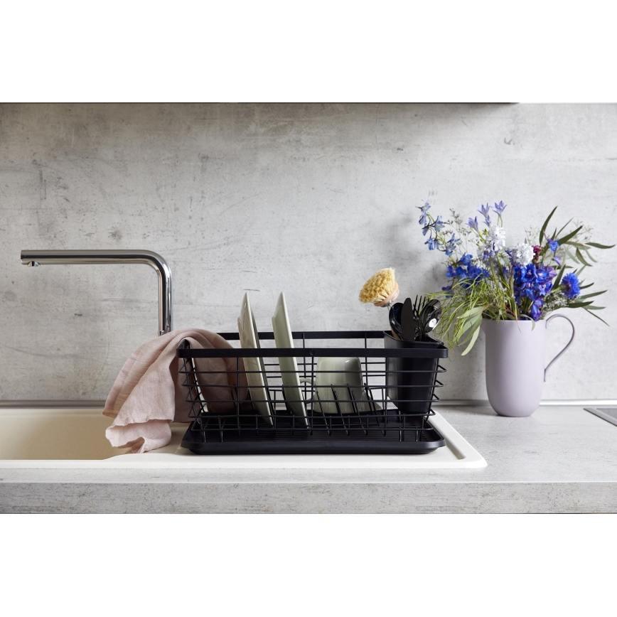 WENKO 54766100 - Abtropfgestell BLACK OUTDOOR KITCHEN 36x30 cm schwarz/schwarz