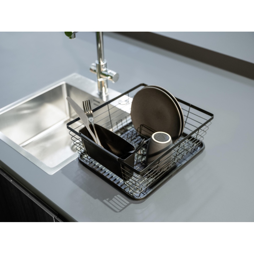 WENKO 54766100 - Abtropfgestell BLACK OUTDOOR KITCHEN 36x30 cm schwarz/schwarz