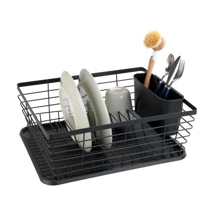 WENKO 54766100 - Abtropfgestell BLACK OUTDOOR KITCHEN 36x30 cm schwarz/schwarz