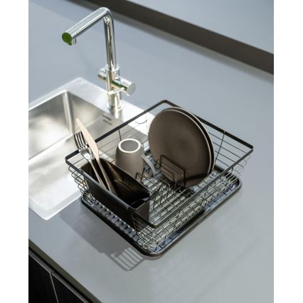 WENKO 54766100 - Abtropfgestell BLACK OUTDOOR KITCHEN 36x30 cm schwarz/schwarz