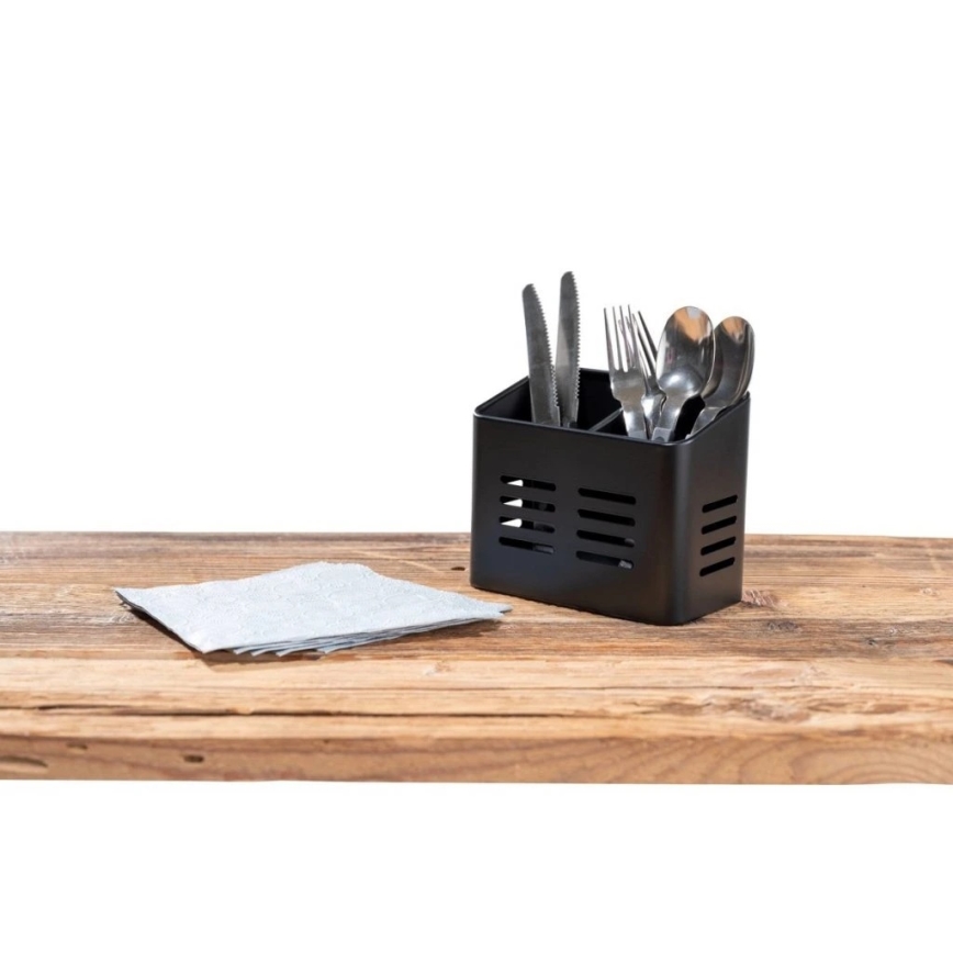 WENKO 55024100-Besteckkorb BLACK OUTDOOR KITCHEN 16x13,5 cm schwarz
