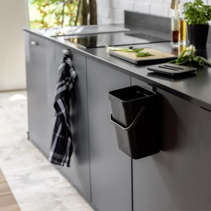 WENKO 55027100 - Mülleimer BLACK OUTDOOR KITCHEN 19x24 cm schwarz/grau/transparent